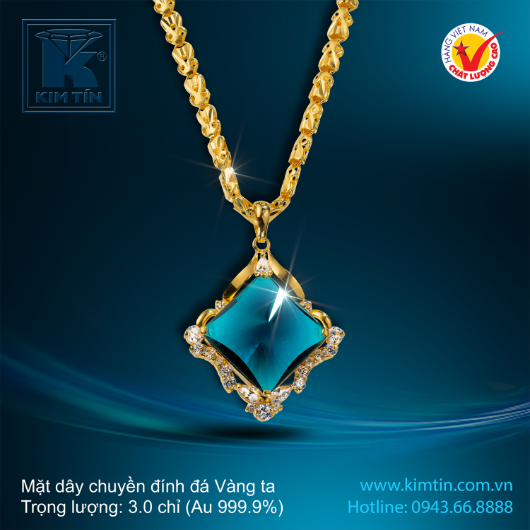 Mặt dây chuyền đính đá - Vàng 24K