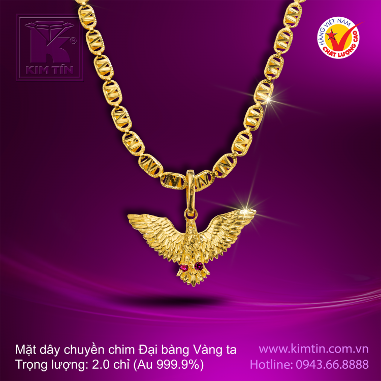 Mặt dây chuyền hình chim Đại Bàng - Vàng 24K