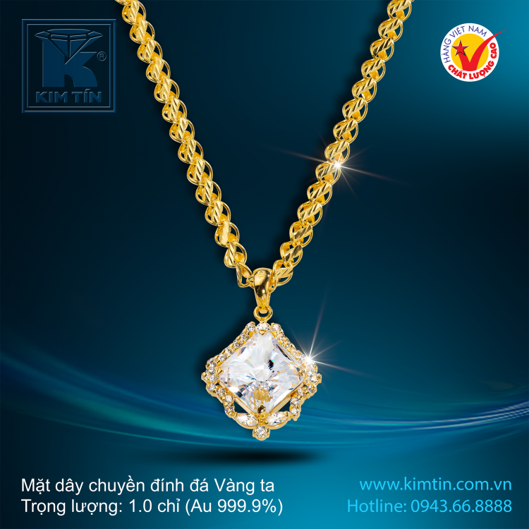 Mặt dây chuyền đính đá - Vàng 24K