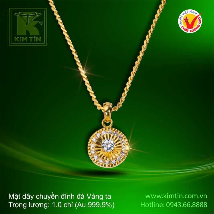 Mặt dây chuyền đính đá - Vàng 24K