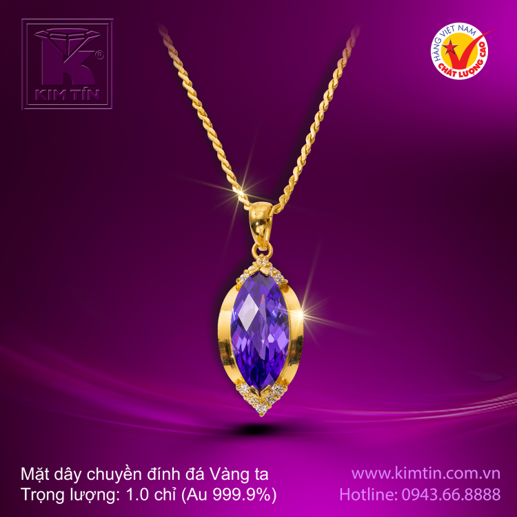 Mặt dây chuyền đính đá - Vàng 24K