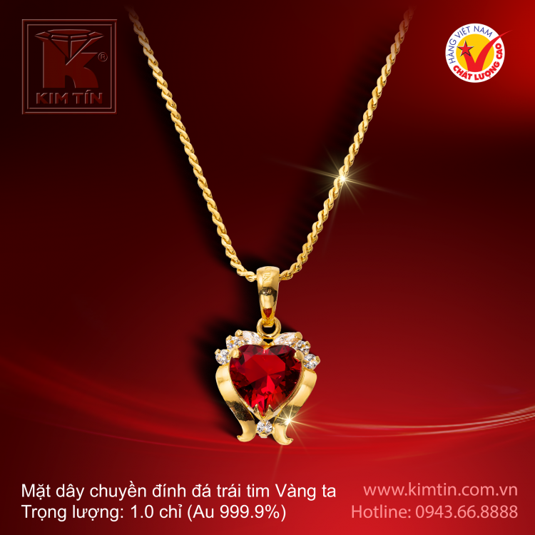 Mặt dây chuyền trái tim - Vàng 24K