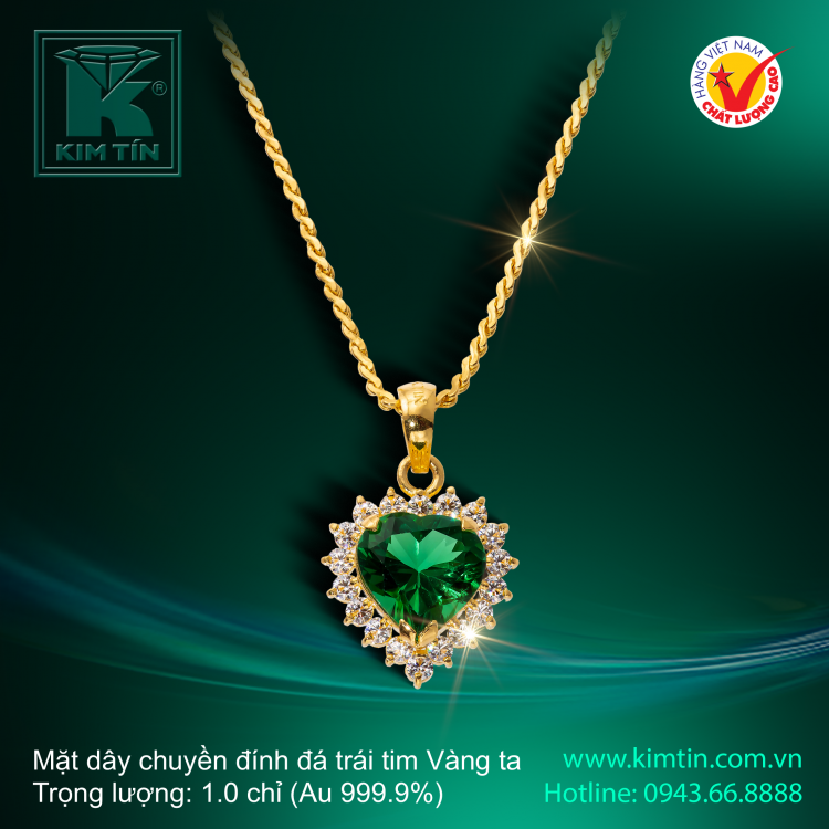 Mặt dây chuyền trái tim - Vàng 24K