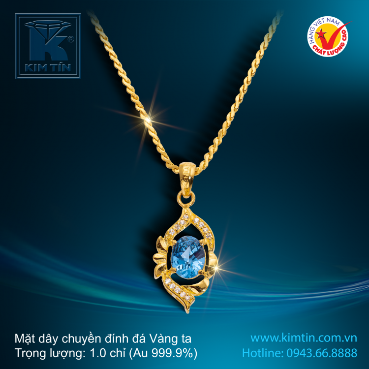 Mặt dây chuyền đính đá - Vàng 24K