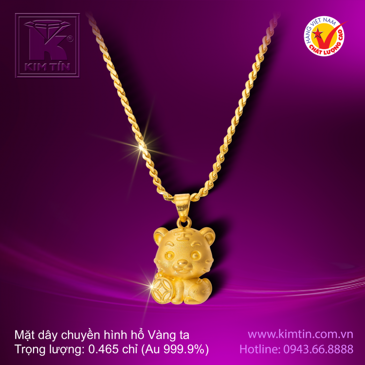 Mặt dây chuyền hình hổ - Vàng 24K