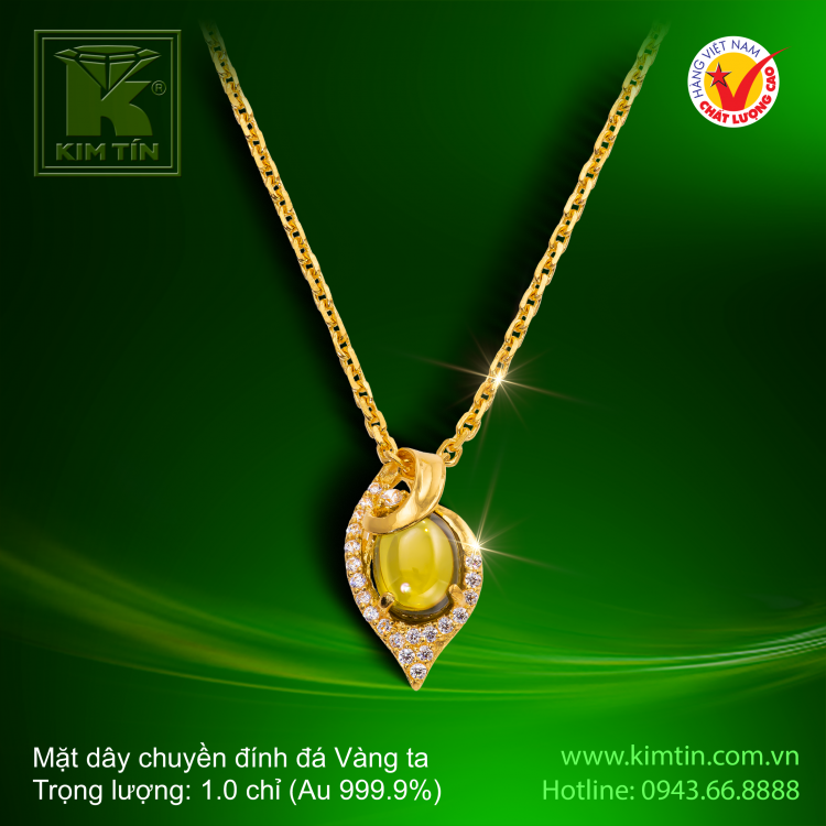 Mặt dây chuyền đính đá - Vàng 24K