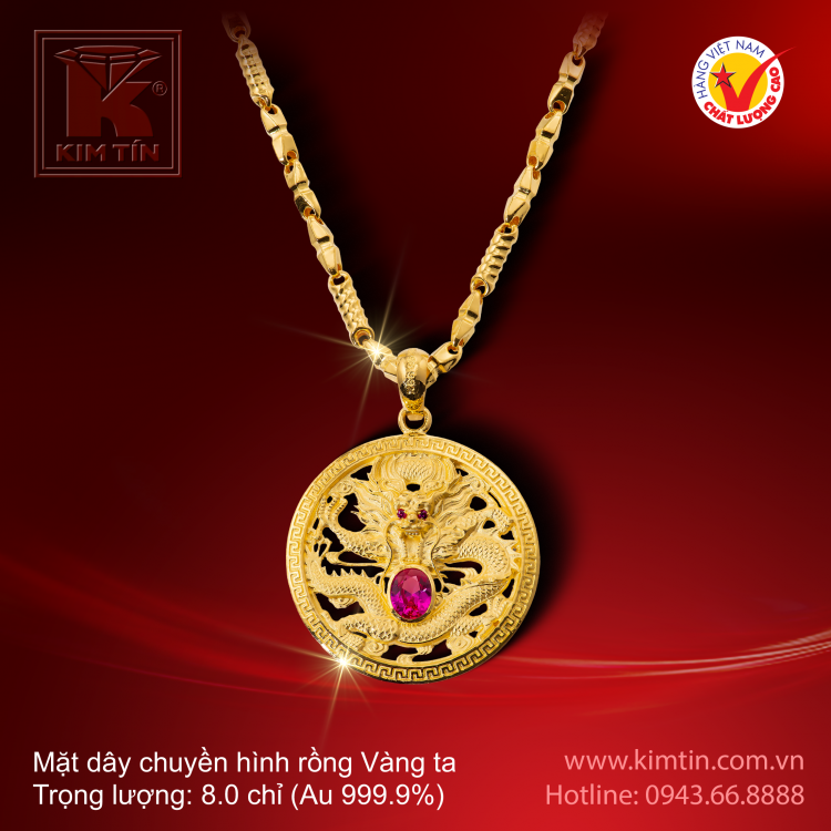 Mặt dây chuyền hình rồng - Vàng 24K