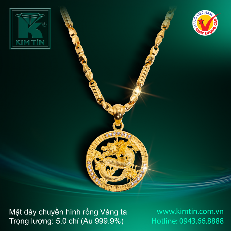 Mặt dây chuyền hình rồng - Vàng 24K