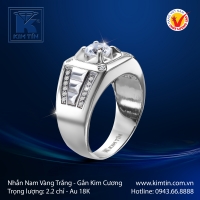 Nhẫn Nam Vàng Trắng 18K