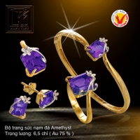 Bộ trang sức nạm đá Amethyst