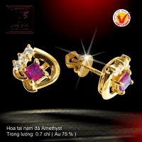 Hoa tai nạm đá Amethyst