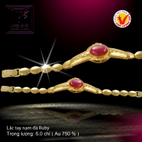 Lắc tay nạm đá Ruby vàng 18 K