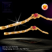 Lắc tay nạm đá Ruby vàng 18 K