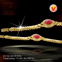 Lắc tay nạm đá Ruby vàng 18 K