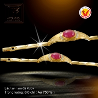 Lắc tay nạm đá Ruby vàng 18 K