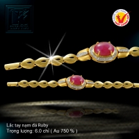 Lắc tay nạm đá Ruby vàng 18 K