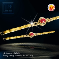 Lắc tay nạm đá Ruby vàng 18 K