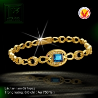 Lắc tay nạm đá Topaz vàng 18 K