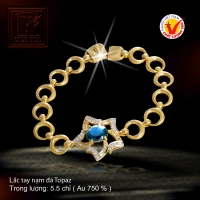 Lắc tay nạm đá Topaz vàng 18 K