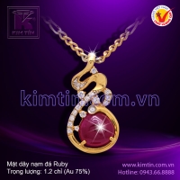 Mặt dây vàng 18k nạm đá Ruby