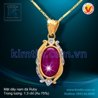 Mặt dây vàng 18k nạm đá Ruby