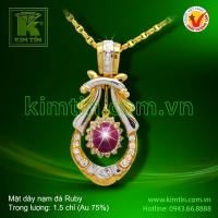 Mặt dây vàng 18k nạm đá Ruby