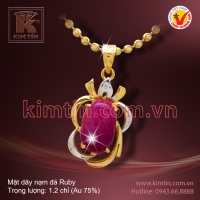 Mặt dây vàng 18k nạm đá Ruby