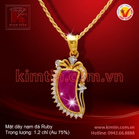 Mặt dây vàng 18k nạm đá Ruby