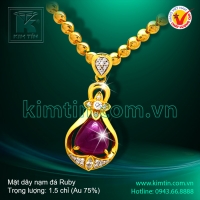 Mặt dây vàng 18k nạm đá Ruby