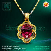 Mặt dây vàng 18k nạm đá Ruby