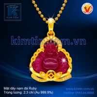 Mặt dây vàng 24k nạm đá Ruby