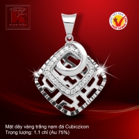 Mặt dây vàng trắng 18K