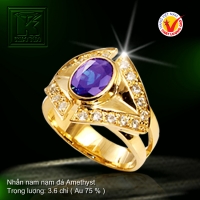 Nhẫn nam nạm đá Amethyst