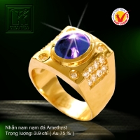 Nhẫn nam nạm đá Amethyst