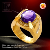 Nhẫn nam nạm đá Amethyst