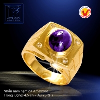 Nhẫn nam nạm đá Amethyst