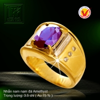 Nhẫn nam nạm đá Amethyst