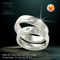 Nhẫn cưới vàng trắng 18K