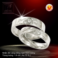 Nhẫn cưới vàng trắng 18K