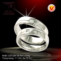 Nhẫn cưới vàng trắng 18K