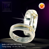 Nhẫn cưới vàng trắng 18K