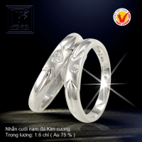 Nhẫn cưới vàng trắng 18K