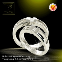 Nhẫn cưới vàng trắng 18K