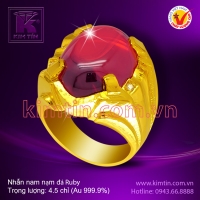 Nhẫn nam nạm đá Ruby