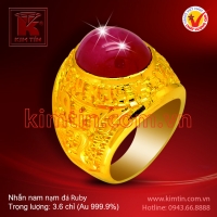 Nhẫn nam nạm đá Ruby