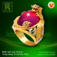 Nhẫn nam nạm đá Ruby