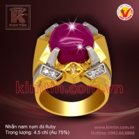 Nhẫn nam nạm đá Ruby