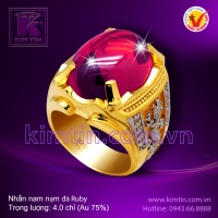 Nhẫn nam nạm đá Ruby