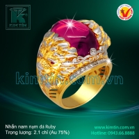 Nhẫn nam nạm đá Ruby