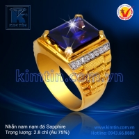 Nhẫn nam 18k nạm đá Sapphire